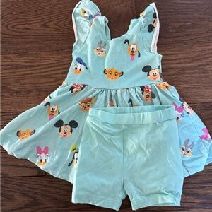 Kids Cartoon Character Dress and Shorts Set